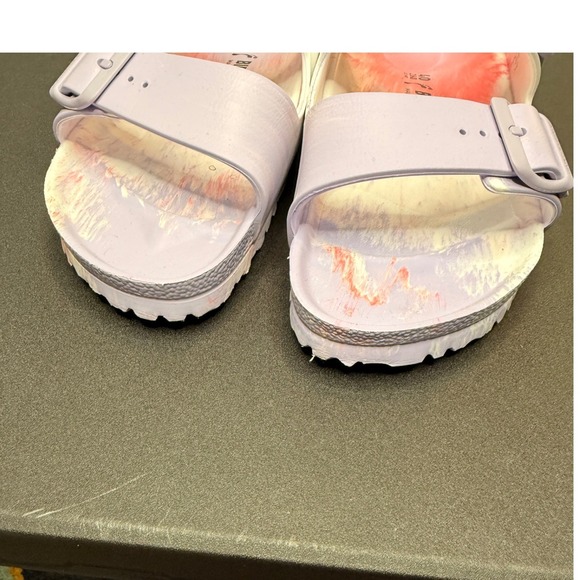 Birkenstock Purple White Two Strap EVA Arizona Essentials Sandal Size 9 - 9 1/2 - Picture 7 of 8